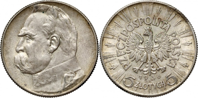 II RP, 5 złotych 1936, Warszawa, Józef Piłsudski Reference: Parchimowicz 118c
G...