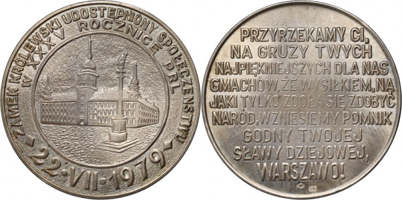 PRL, medal z 1979 roku, Zamek Królewski w Warszawie Srebro polskiej próby 3 (830...