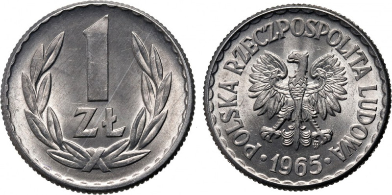 PRL, 1 złoty 1965 Ładny egzemplarz. Reference: Parchimowicz 213b
Grade: UNC 
...