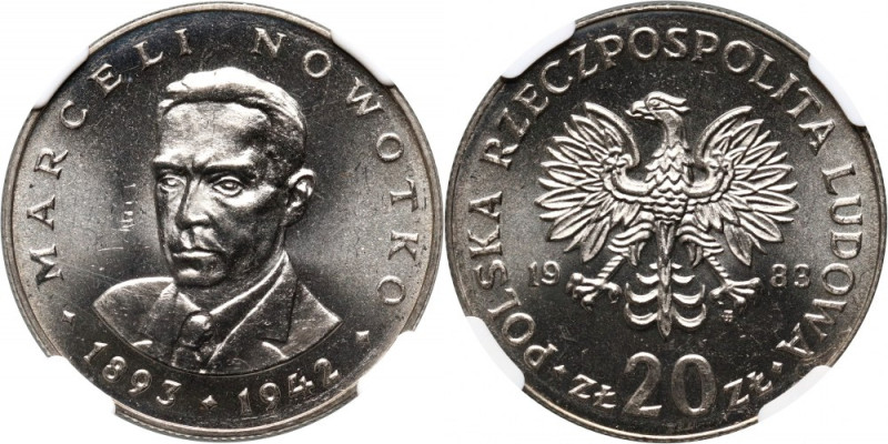 PRL, 20 złotych 1983, Marceli Nowotko Rzadki rocznik w pięknym stanie. Reference...