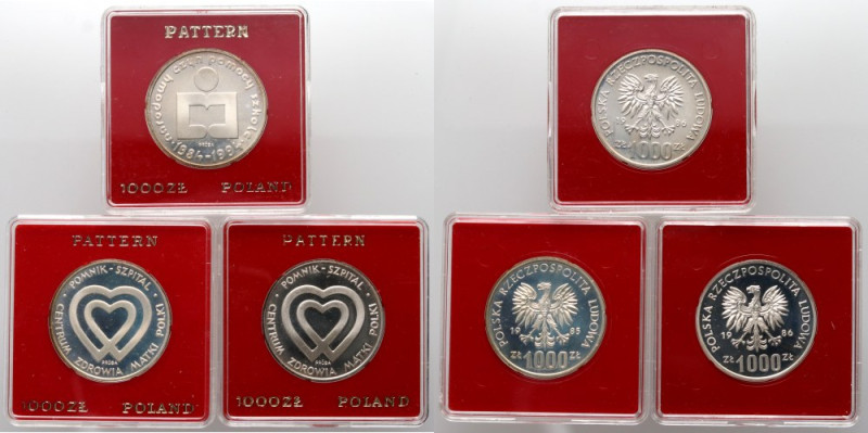 PRL, zestaw 3 x 1000 złotych z lat 1985-1986, PRÓBY 
Grade: Proof 

Polish Pe...