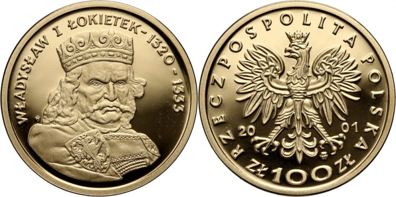 Poland, 100 Zlotych 2001, Wladyslaw I Lokietek Złoto. Moneta w oryginalnym pudeł...