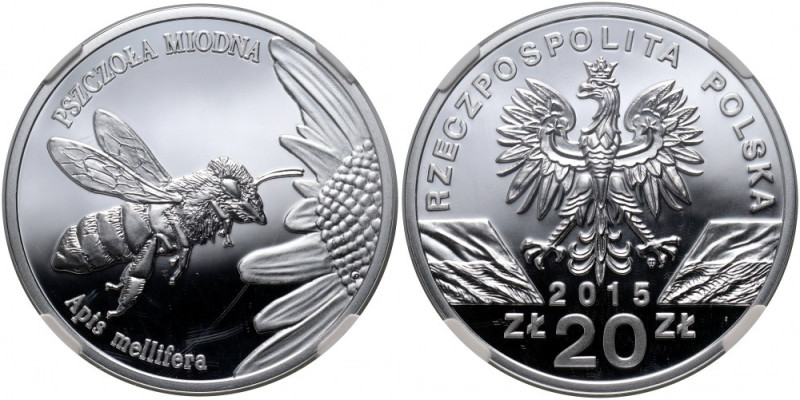 III RP, 20 złotych 2015, Pszczoła Reference: Parchimowicz 1345
Grade: NGC PF69 ...