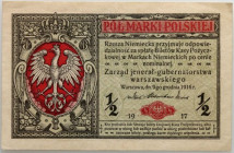 Generalne Gubernatorstwo, 1/2 marki polskiej 9.12.1916, jenerał, seria A