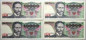 PRL, zestaw 4 x 10000 złotych 1.12.1988, serie CE, CG, DC, DP