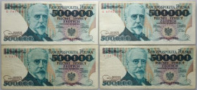 III RP, zestaw 4 x 500000 złotych 20.04.1990, serie A,D,U