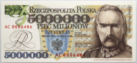 III RP, 5000000 złotych 1995, Józef Piłsudski, replika projektu banknotu, seria AC