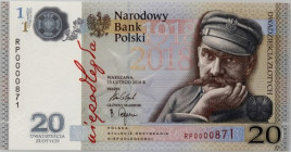 III RP, 20 złotych 2018, 100-lecie odzyskania Niepodległości, Józef Piłsudski, seria RP, niski numer - RP0000871