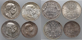 Austria, Hungary, Franz Joseph I, set of 4 coins from 1908-1913