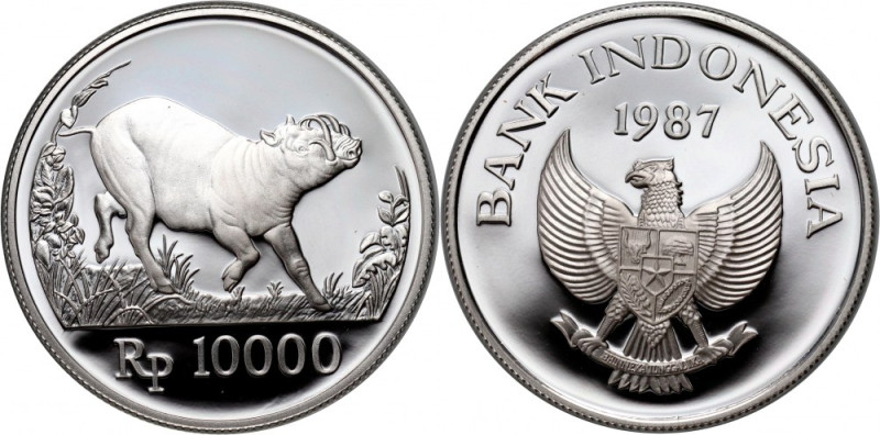 Indonesia, 10000 Rupiah 1987, Babi rusa Mintage: 25000 pieces.&nbsp;
 Nakład: 2...