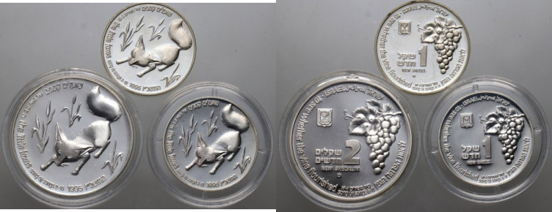 Israel, set of 3 coins from 1995, Fox and Vineyard 
Grade: Proof