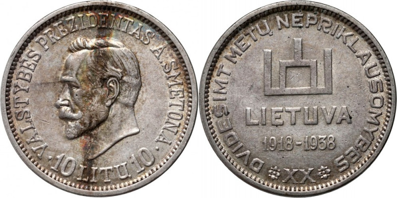 Lithuania, 10 Litu 1938, A. Smetona Scarce. Rzadkie i ładnie zachowane.
Referen...