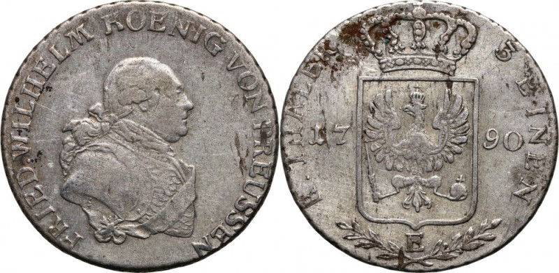 Germany, Prussia, Frederick William II, 1/3 Thaler 1790 E, Königsberg Reference:...