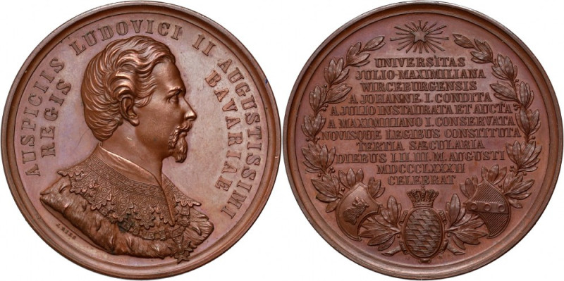 Germany, Bavaria, medal from 1882, Ludwig II Engraved J. Ries. Bronze, weight 37...