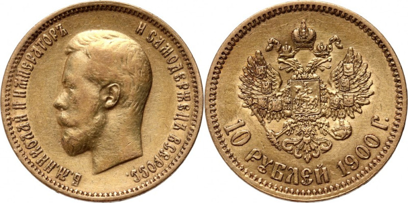 Russia, Nicholas II, 10 Roubles 1900 (ФЗ), St. Petersburg Gold 8,57 g. Złoto 8,5...