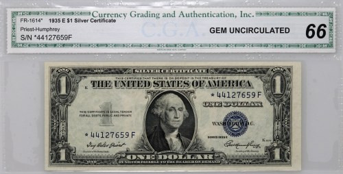 USA, 1 Dollar 1935 E, Silver Certificate, series * Number *44127659F. Blue seal....