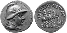 BAKTRIAN KINGS, Eukratides I. AD. 171-145. AR drachm.