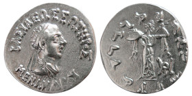 BAKTRIAN KINGDOM, Menander I Soter. Ca 165-130 BC. AR drachm.