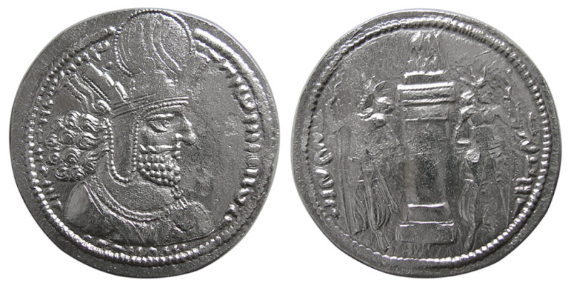 SASANIAN KINGS, Shapur I, 240-272 AD. AR Drachm (3.94 gm; 27 mm). Standrad issue...