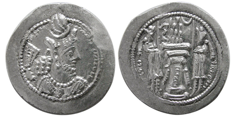 SASANIAN KINGS, Bahram (Varhran) V, 420-438 AD. AR Drachm (4.10 gm; 29 mm). Stan...