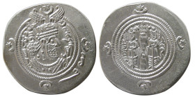 SASANIAN KINGS, Khosrau II, mint: WYHC (Ctesiphon), year 29. AR Drachm.