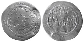 HUNNIC TRIBES, in Baktria, Imitation of Hormizd IV, AR Drachm.