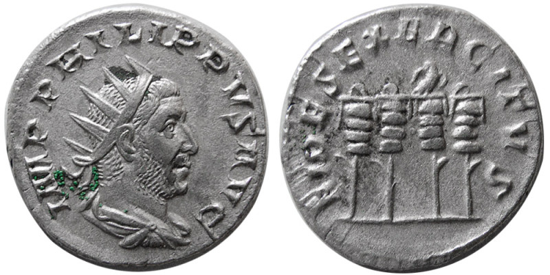 ROMAN EMPIRE; Philip I; 244-249 AD. AR Antoninianus (3.88 gm; 20 mm). Rome, 248 ...