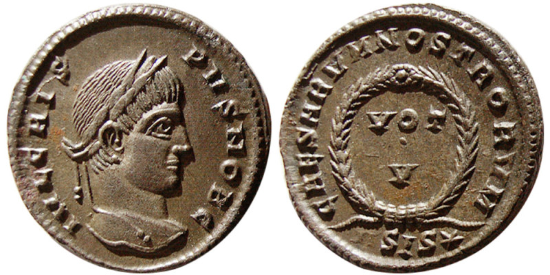 ROMAN EMPIRE; Crispus. as Caesar, AD 316-326. Æ Follis (3.72 gm; 19 mm). Decenna...