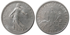 FRANCE, Republic. 1917, 1 Franc. Lustrous.