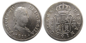 SPAINISH COLONIAL, Ferdinand VII. 1811-C.I. Silver 2 Reales