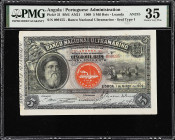 ANGOLA. Banco Nacional Ultramarino. 5 Mil Reis, 1909. P-31. PMG Choice Very Fine 35.
Seal type I. Loanda. This note is one of three examples graded b...