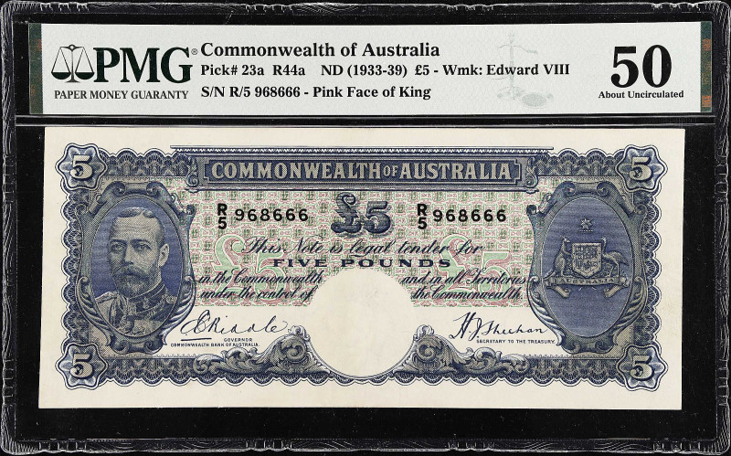 AUSTRALIA. Commonwealth Bank of Australia. 5 Pounds, ND (1933-39). P-23a. PMG Ab...