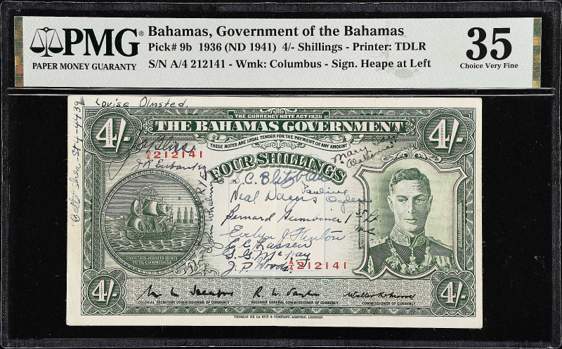 BAHAMAS. Bahamas Government. 4 Shillings, 1936 (ND 1941). P-9b. Short Snorter. P...