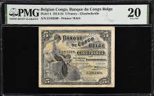 BELGIAN CONGO. Banque du Congo Belge. 5 Francs, 1920. P-4. PMG Very Fine 20.
2.3.1920 is the first registered date for this Elisabethville type. Circ...