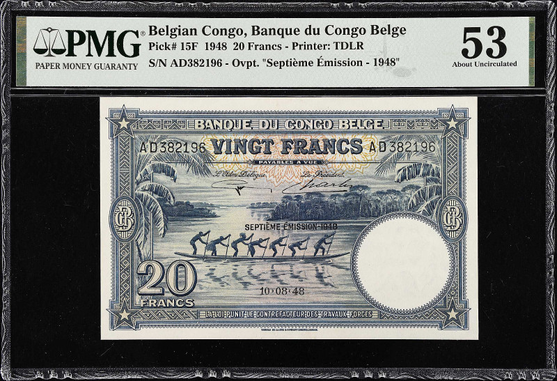 BELGIAN CONGO. Banque du Congo Belge. 20 Francs, 1948. P-15F. PMG About Uncircul...