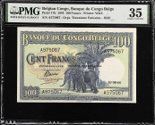 BELGIAN CONGO. Banque du Congo Belge. 100 Francs, 1944. P-17b. PMG Choice Very Fine 35.
PMG has graded only three pieces for this underrated Pick num...