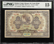 BELGIAN CONGO. Banque du Congo Belge. 500 Francs, ND (1929). P-18Aa. PMG Choice Fine 15.
A terrific and rarely seen high denomination from the Belgia...