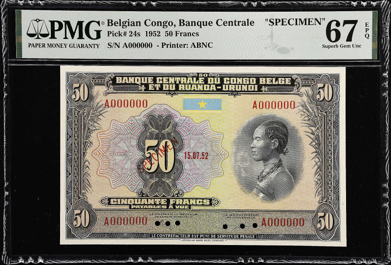 BELGIAN CONGO. Banque Centrale du Congo Belge et du Ruanda-Urundi. 50 Francs, 19...