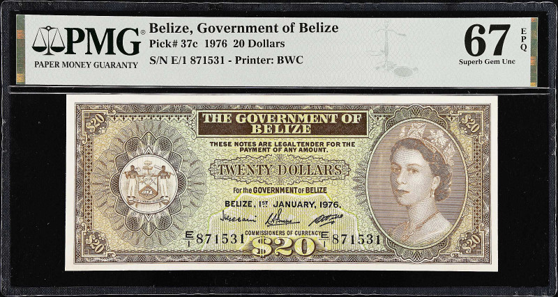 BELIZE. Government of Belize. 20 Dollars, 1976. P-37c. PMG Superb Gem Uncirculat...