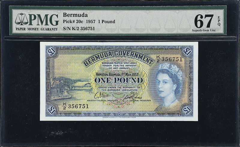 BERMUDA. Bermuda Government. 1 Pound, 1957. P-20c. PMG Superb Gem Uncirculated 6...