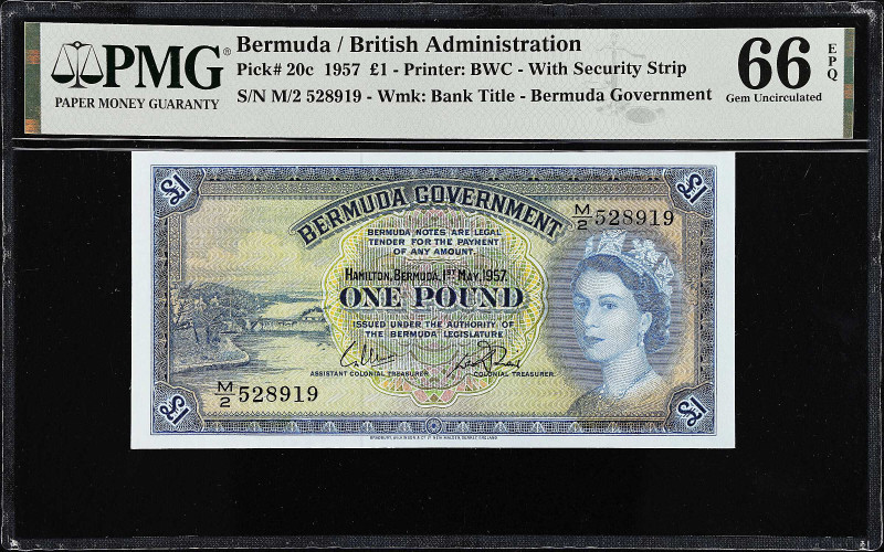 BERMUDA. Bermuda Government. 1 Pound, 1957. P-20c. PMG Gem Uncirculated 66 EPQ....