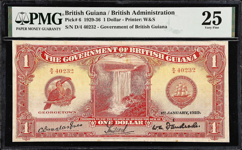 BRITISH GUIANA. Government of British Guiana. 1 Dollar, 1929. P-6. PMG Very Fine...