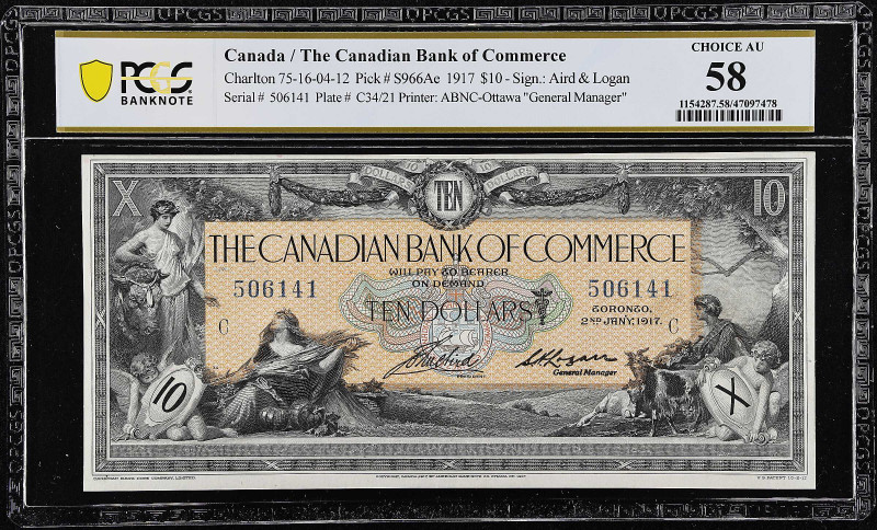 CANADA. Canadian Bank of Commerce. 10 Dollars, 1917. CH# 75-16-04-12. PCGS Bankn...