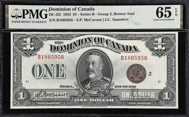 CANADA. Dominion of Canada. 1 Dollar, 1923. DC-25i. PMG Gem Uncirculated 65 EPQ....