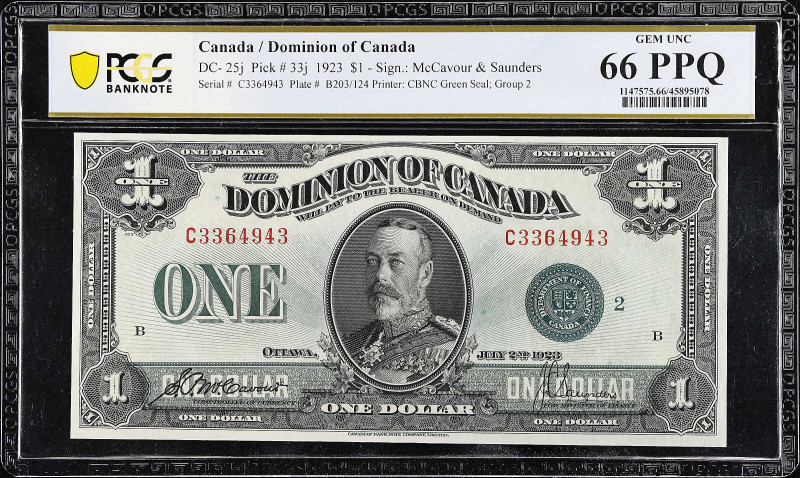 CANADA. Dominion of Canada. 1 Dollar, 1923. DC-25j. PCGS Banknote Gem Uncirculat...