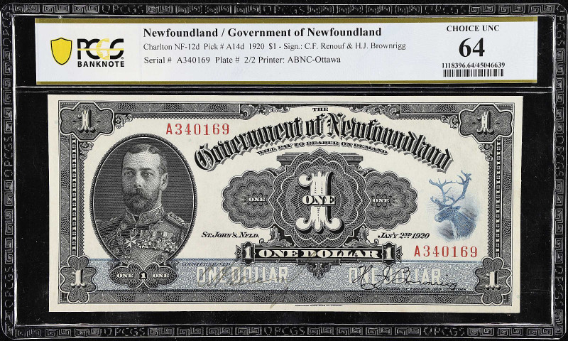 CANADA-NEWFOUNDLAND. Government of Newfoundland. 1 Dollar, 1920. NF-12d. PCGS Ba...