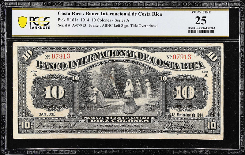 COSTA RICA. Banco Internacional de Costa Rica. 10 Colones, 1914. P-161a. PCGS Ba...