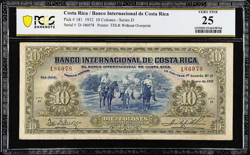 COSTA RICA. Banco Internacional de Costa Rica. 10 Colones, 1932. P-181. PCGS Ban...