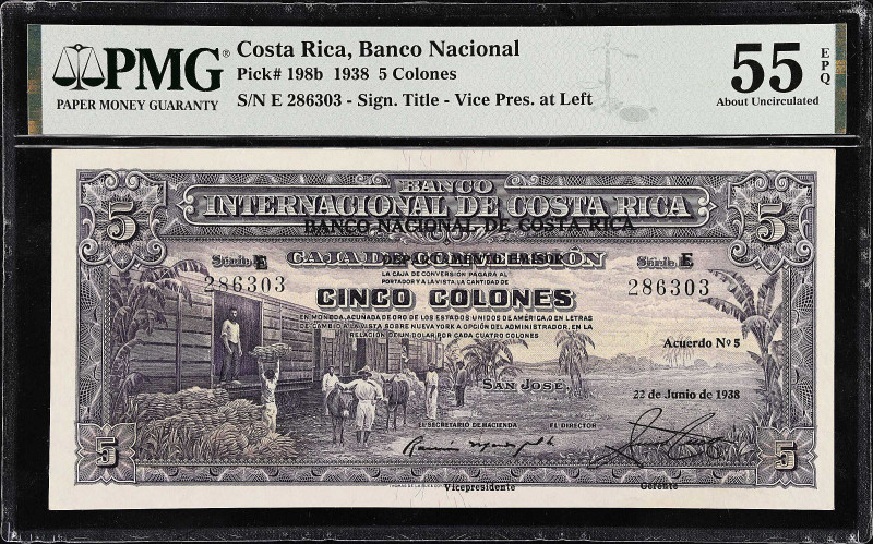 COSTA RICA. Banco Internacional de Costa Rica. 5 Colones, 1938. P-198b. PMG Abou...