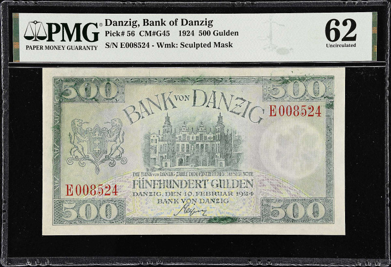 DANZIG. Bank von Danzig. 500 Gulden, 1924. P-56. PMG Uncirculated 62.
Watermark...